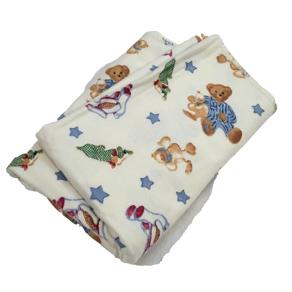 Blue Jean Teddy Bear Receiving Blanket 30